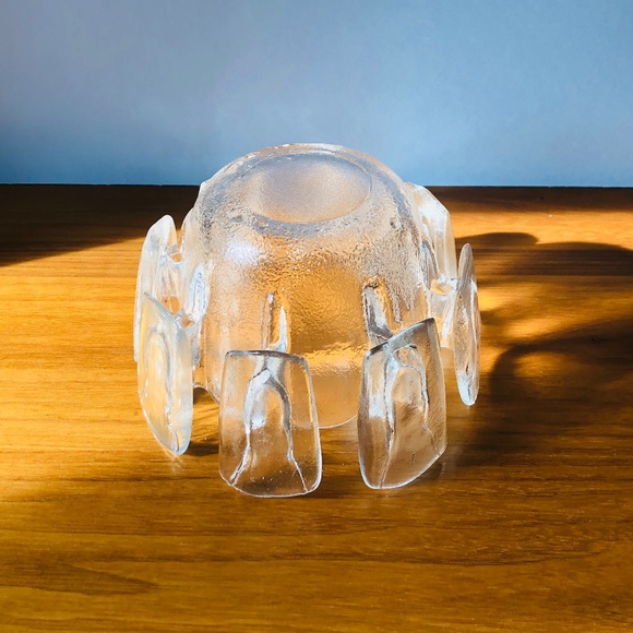 Scandinavian Humppila Ice Glass Textured Bowl, Vintage 1970’s, Made In Finland - Picture 4 of 5